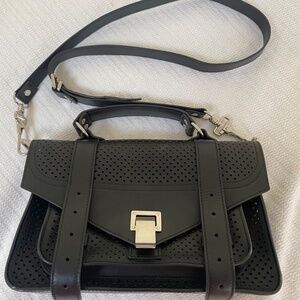 Proenza Schouler PS1 Tiny Black Perforated Leather with SHW